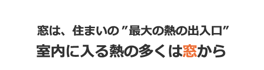 窓は、住まいの”最大の熱の出入口”室内に入る熱の多くは窓から