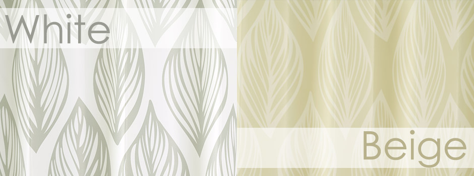 北欧テイストの優しいリーフ柄がおしゃれな完全遮光カーテン　D-1162