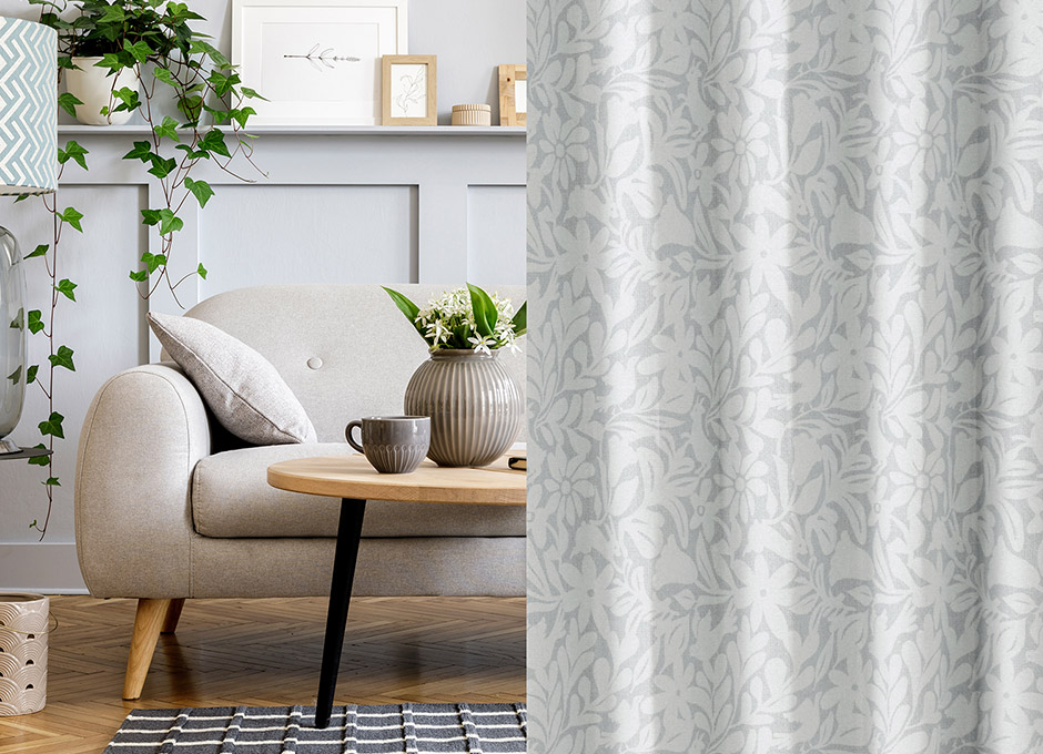 北欧モチーフの花と動物柄がかわいく彩る1・2遮光カーテン　D-1167