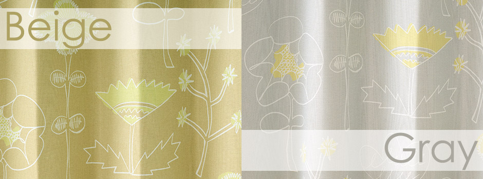 北欧インテリアに！手書き風の花柄がおしゃれな1・2遮光カーテン　D-1169