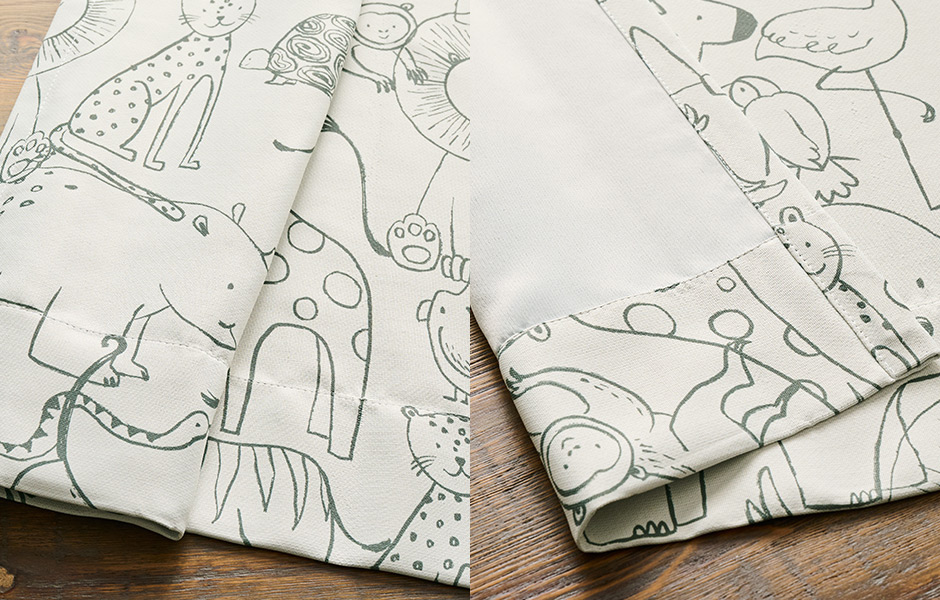 まるで動物園！？お部屋がワクワク空間に変わるアニマル柄の2級遮光カーテン D-1170 