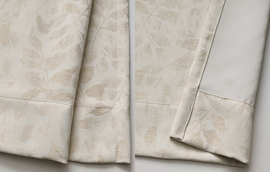 ニュアンス感がおしゃれ！リーフ柄のジャガード織 1級遮光カーテン X2401