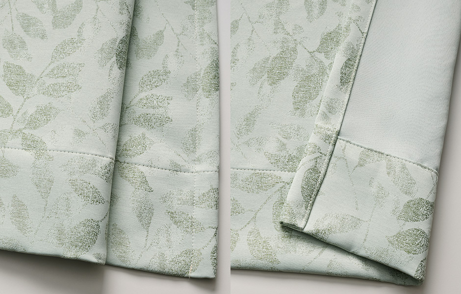 ニュアンス感がおしゃれ！リーフ柄のジャガード織 1級遮光カーテン X2401