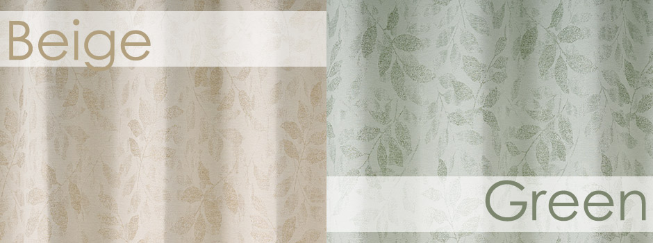 ニュアンス感がおしゃれ！リーフ柄のジャガード織 1級遮光カーテン X2401