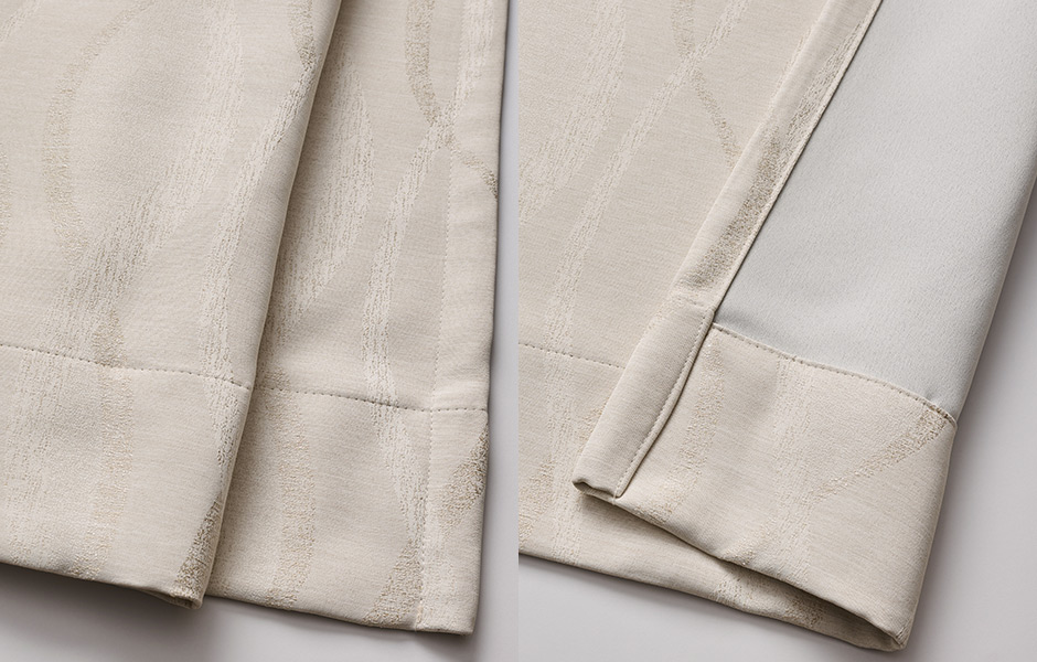 モダンなウェーブ柄 上品なジャガード織の1級遮光カーテン X2402