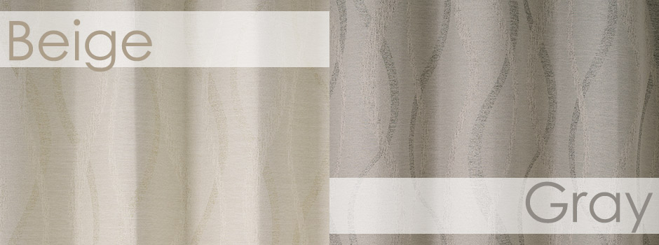 モダンなウェーブ柄 上品なジャガード織の1級遮光カーテン X2402