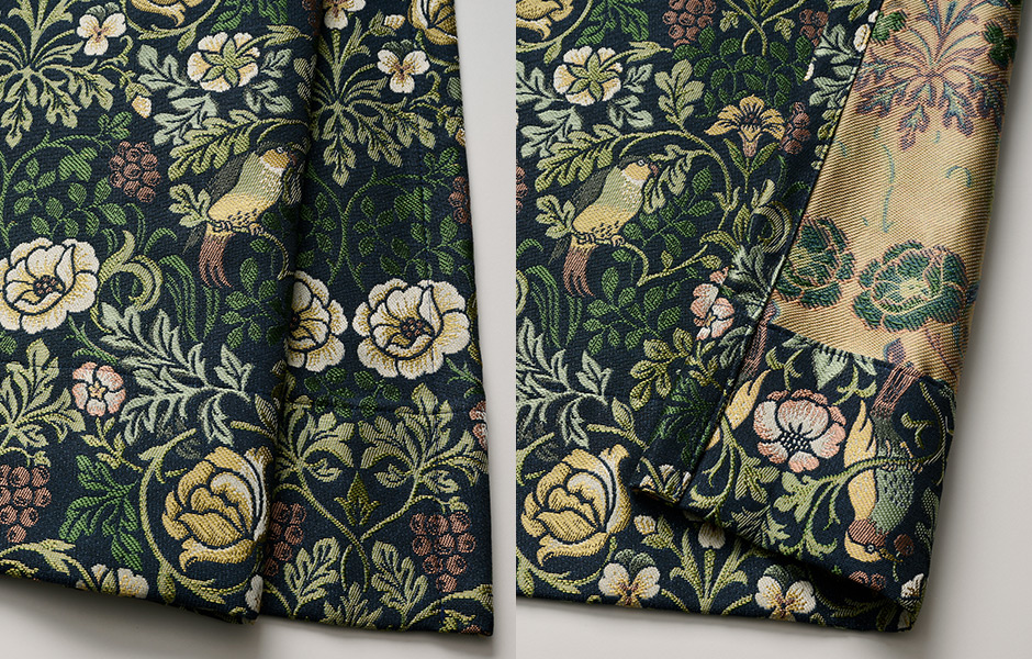 英国調の草花と鳥が優雅に彩る｜高級ジャガード織 1級遮光カーテン 5413