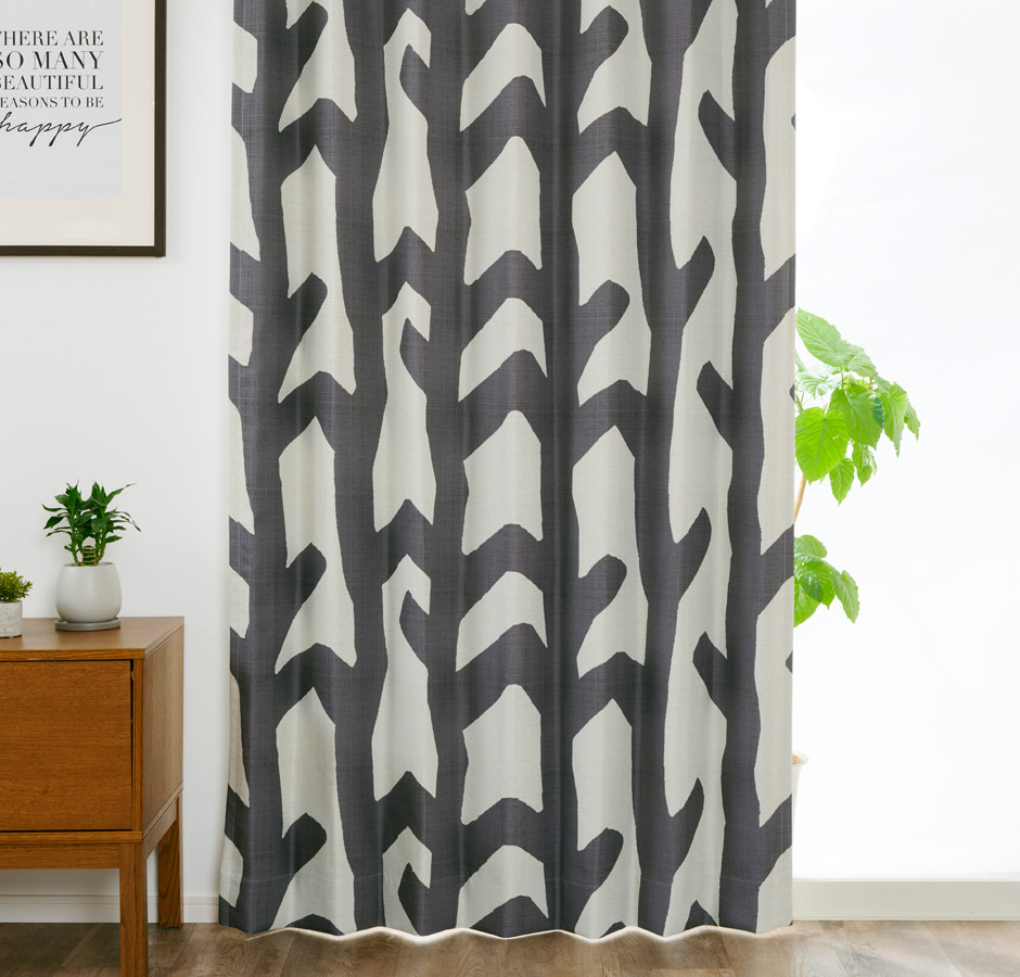 【1級遮光カーテン】北欧モダンな木立柄プリント コダチ（D-1195)