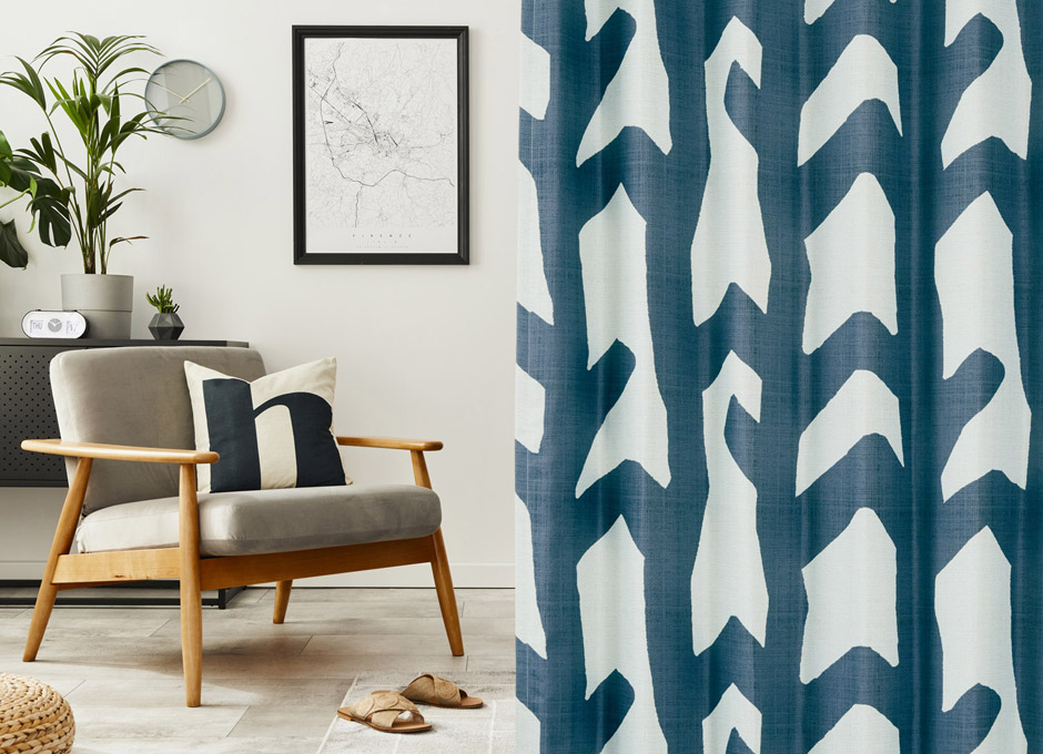 【1級遮光カーテン】北欧モダンな木立柄プリント コダチ（D-1195)