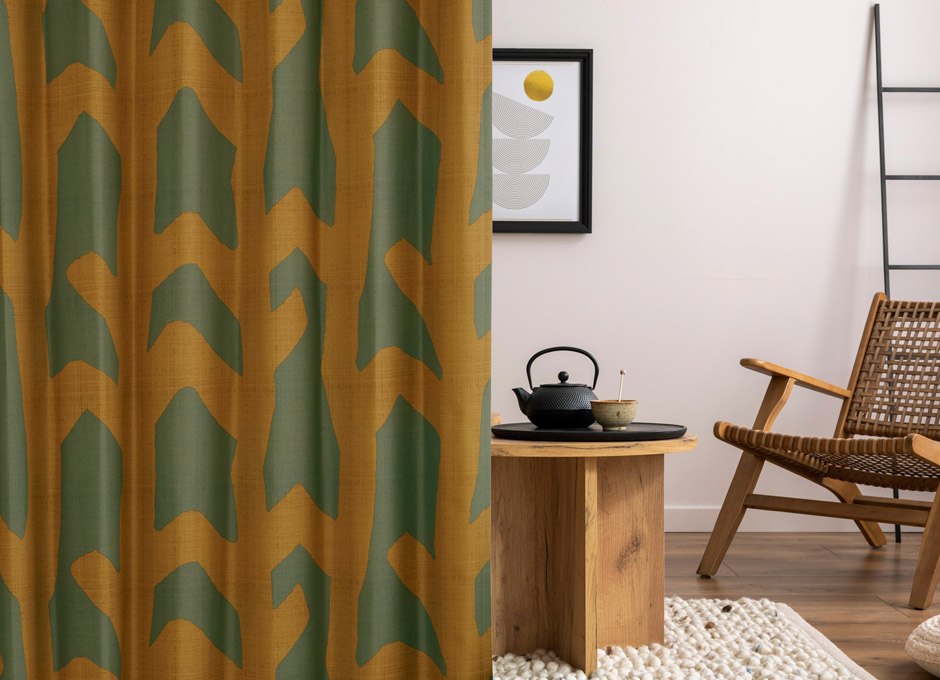 【1級遮光カーテン】北欧モダンな木立柄プリント コダチ（D-1195)