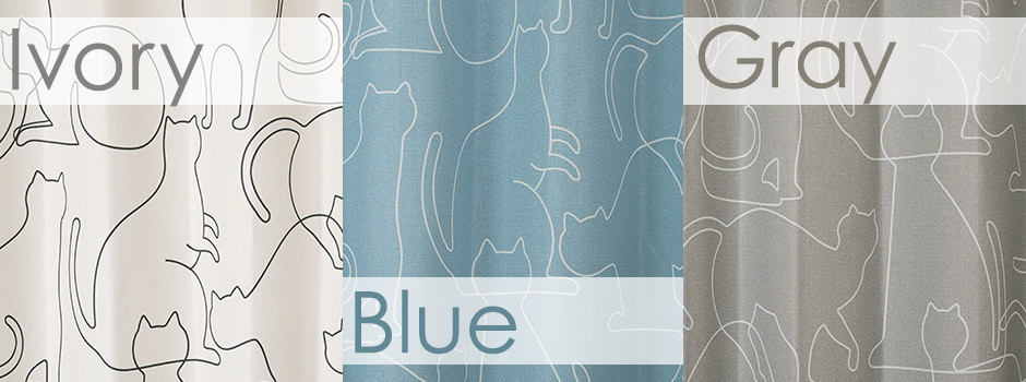ネコ好きにはたまらない！おしゃれな1級遮光カーテン ニャーン（D-1195)