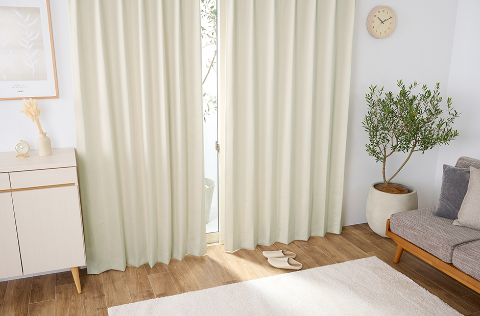 8色 スウェード調・ニュアンスカラーの1・2級遮光防炎カーテン アンズ