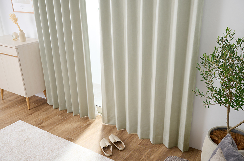 8色 スウェード調・ニュアンスカラーの1・2級遮光防炎カーテン アンズ