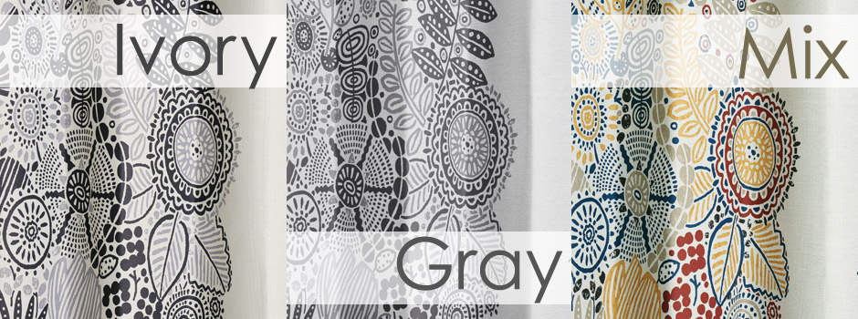 【1級遮光カーテン】北欧モダンな花柄プリント カルナ（D-1195) 