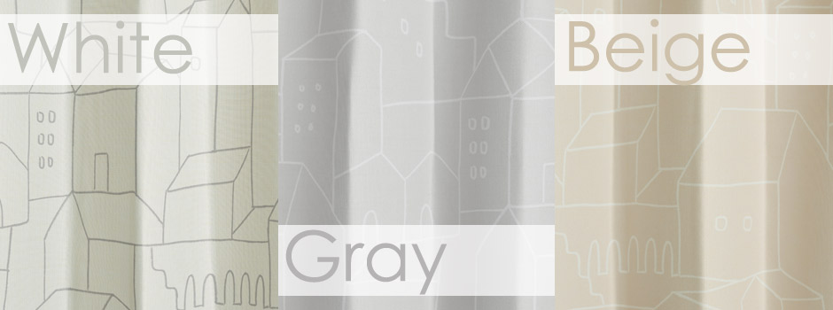 【1級遮光カーテン】北欧テイストの街のデザインがおしゃれ マチ（D-1195) 