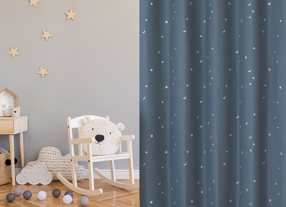 6色　子供部屋に！きらめく星柄がかわいい1・2級遮光カーテン ロケット2（D-1195）