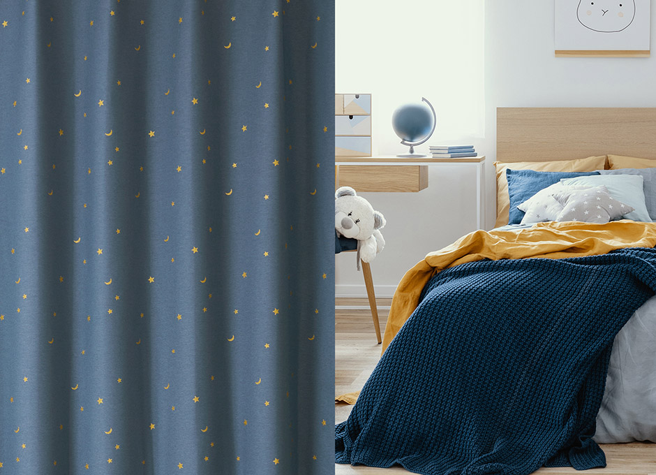 6色　子供部屋に！きらめく星柄がかわいい1・2級遮光カーテン ロケット2（D-1195）