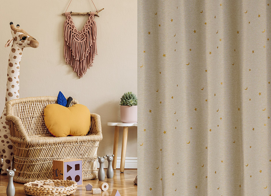 6色　子供部屋に！きらめく星柄がかわいい1・2級遮光カーテン ロケット2（D-1195）