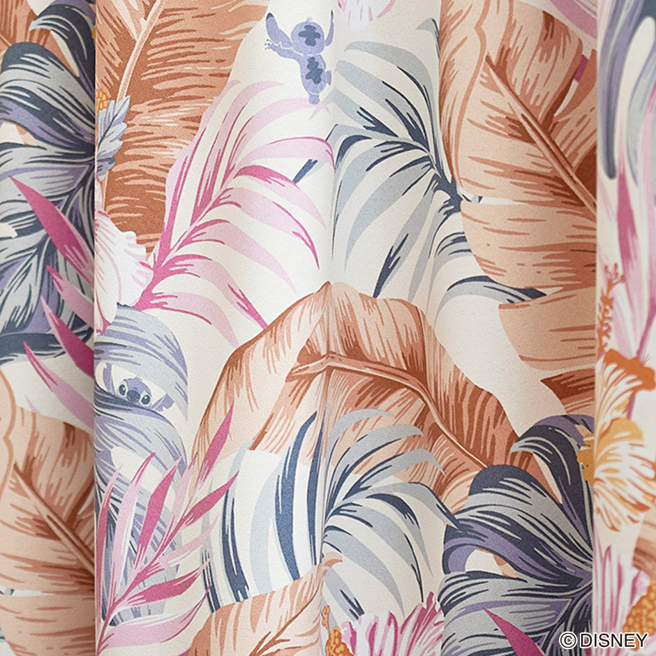 ディズニーカーテン　2級遮光カーテン　アロハボタニカ〔リロ＆スティッチ〕（D-1196)