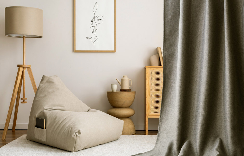 ナチュラルな1級遮光防炎カーテン D4362