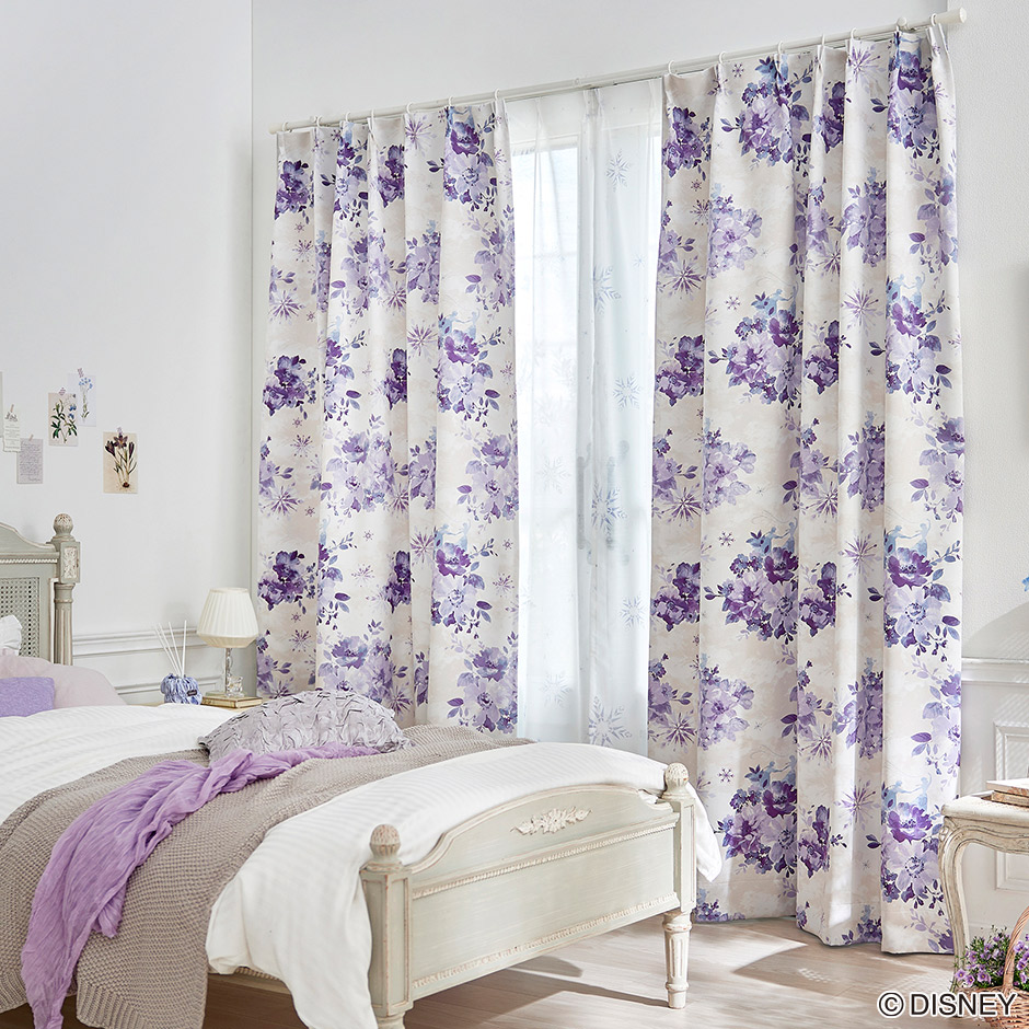 ディズニーカーテン　2級遮光カーテン　アイスブルーム〔プリンセス〕（D-1196)