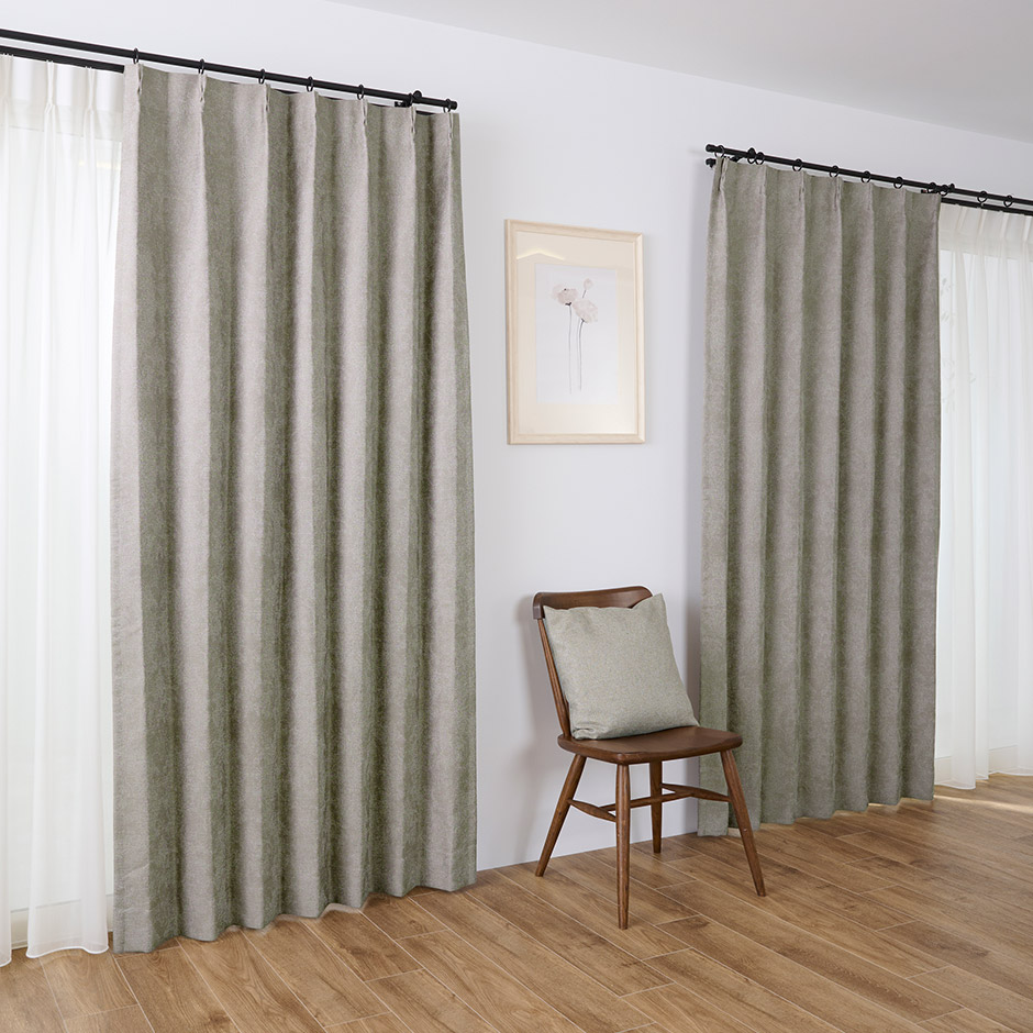 大人モダンなジャガード織ダマスク柄・シームレス完全遮光カーテン　YH23V