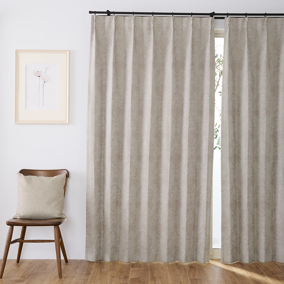 大人モダンなジャガード織ダマスク柄・シームレス完全遮光カーテン　YH23V