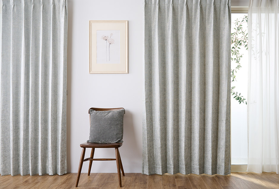 ツイード調の生地とやさしいカラーが魅力の裏地付き2・3級遮光カーテン 1610（D-1197）