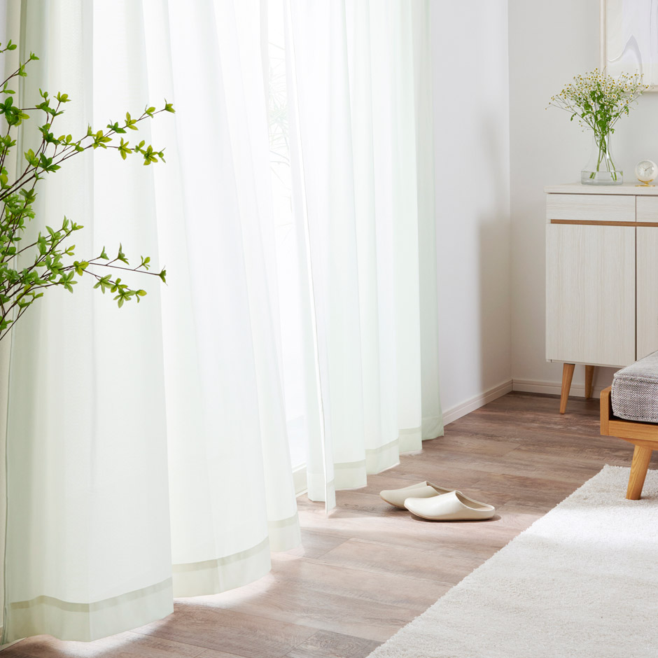 ニュアンスカラーがおしゃれな花粉キャッチ・遮熱・遮像ミラーレースカーテン　L-1212