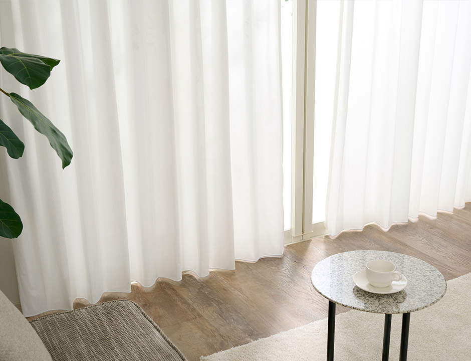 高い遮熱効果で節電対策！外から見えにくいおしゃれなシームレスレースカーテン　L-1217