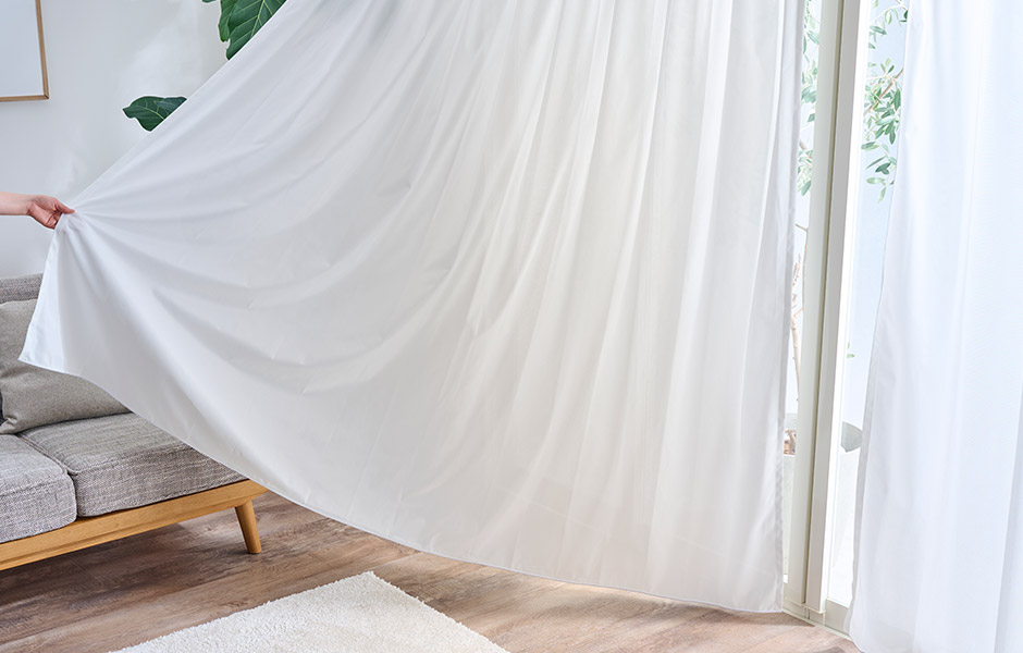 高い遮熱効果で節電対策！外から見えにくいおしゃれなシームレスレースカーテン　L-1217