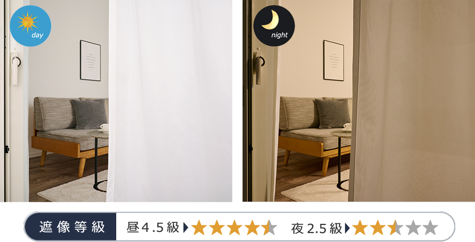 節電対策に！高い遮熱効果と外から見えにくいおしゃれなシームレスレースカーテン L-1217