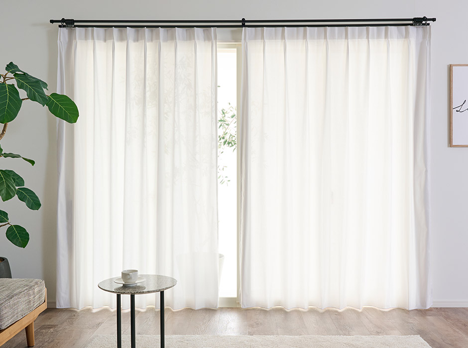 節電対策に！高い遮熱効果と外から見えにくいおしゃれなシームレスレースカーテン L-1217
