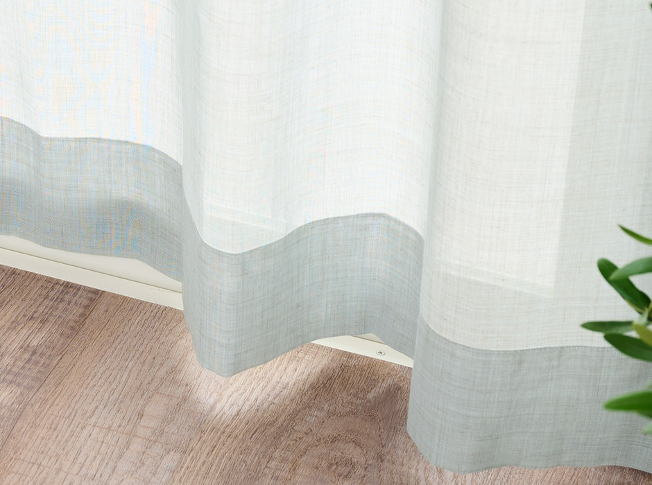 リネンのような風合いの防炎カラーレースカーテン　L-1228