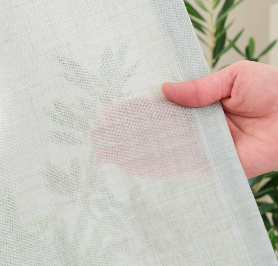 リネンのような風合いの防炎カラーレースカーテン　L-1228