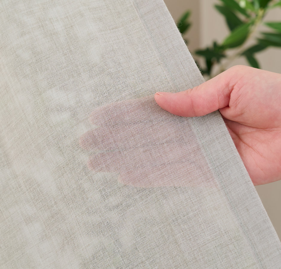 リネンのような風合いの防炎カラーレースカーテン　L-1228