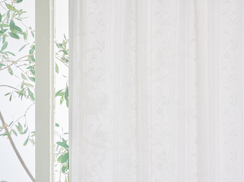 帝人「涼しや(R)」を使用！ナチュラルな遮熱・遮像・UVカットレースカーテン L-1258