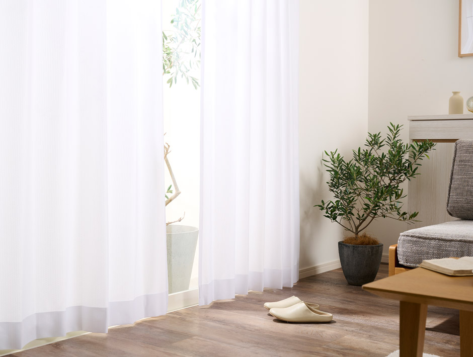 帝人「涼しや(R)」を使用した遮熱・遮像・UVカット・防炎レースカーテン L-1254