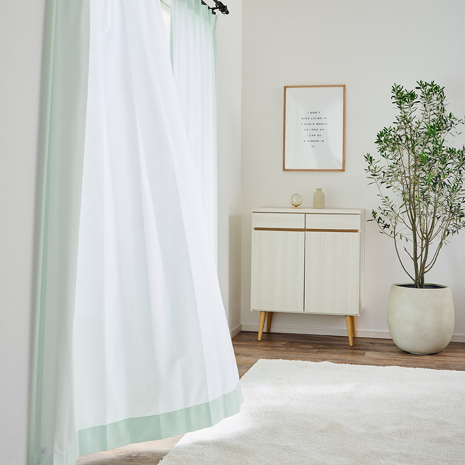 帝人「涼しや(R)」を使用した遮熱・遮像・UVカット・防炎レースカーテン L-1254