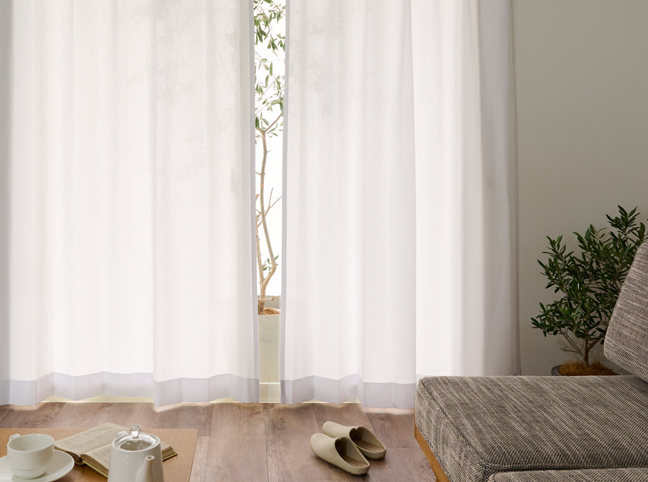 帝人「涼しや(R)」を使用した遮熱・遮像・UVカット・防炎レースカーテン L-1254