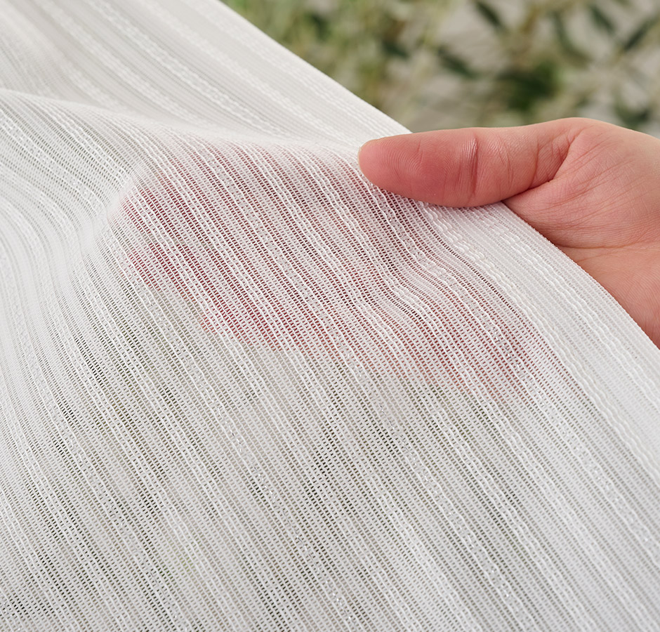  帝人「エコペット」を使用！すっきとしたストライプ柄のレースカーテン　L-1257