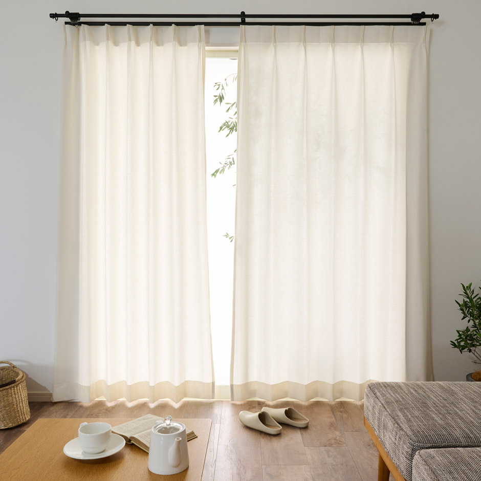 帝人「涼しや(R)」を使用！ナチュラルな遮熱・遮像・UVカットレースカーテン L-1258