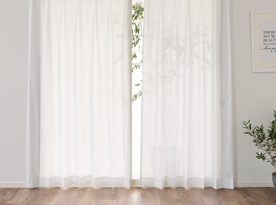 きらめくラメがおしゃれな採光・遮熱・遮像・UVカットレースカーテン L-1259