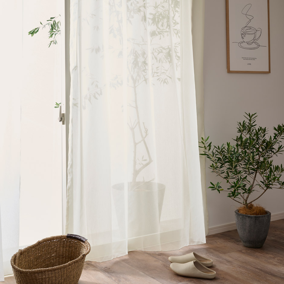 程よい透け感が魅力のシームレス防炎レースカーテン L-1261