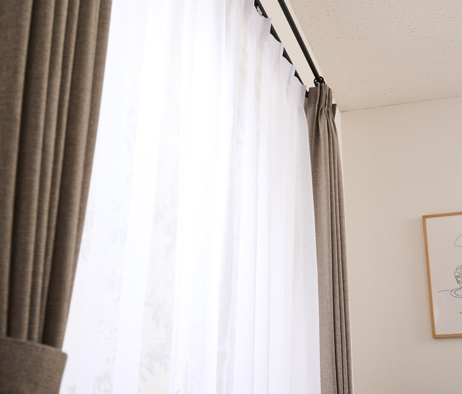 シンプルで美しいシームレス防炎レースカーテン L-1264