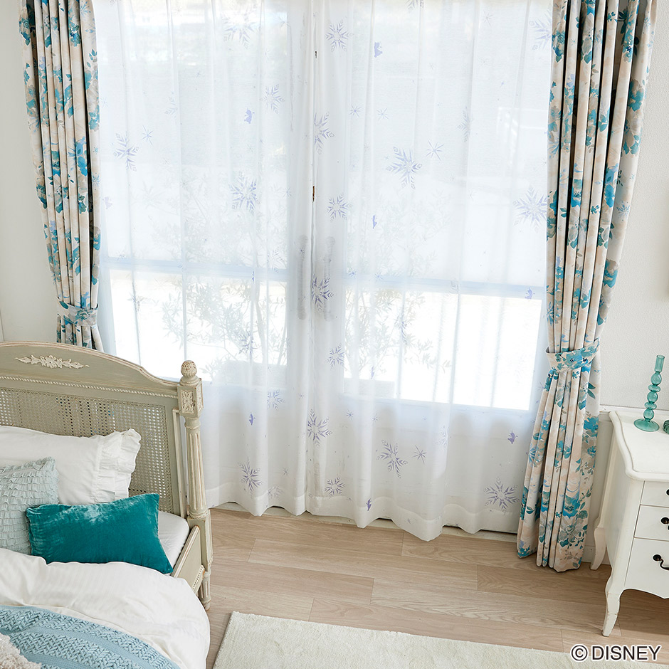 ディズニーレースカーテン　フラリーアイスボイル〔プリンセス〕（L-1296)