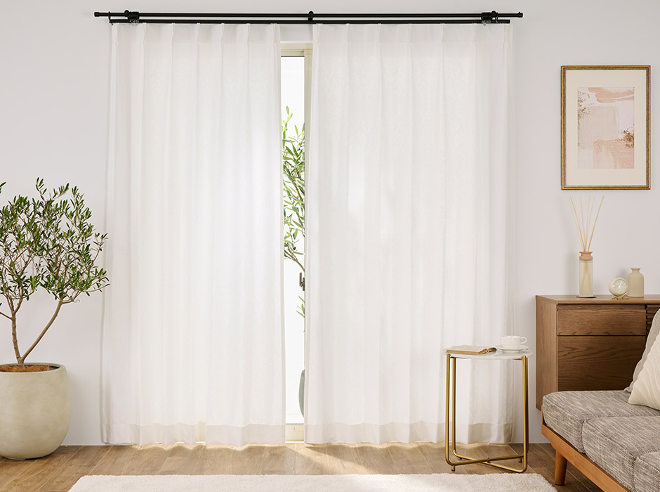 節電対策に！高い遮熱効果と外から見えにくいおしゃれなシームレスレースカーテン L-1217