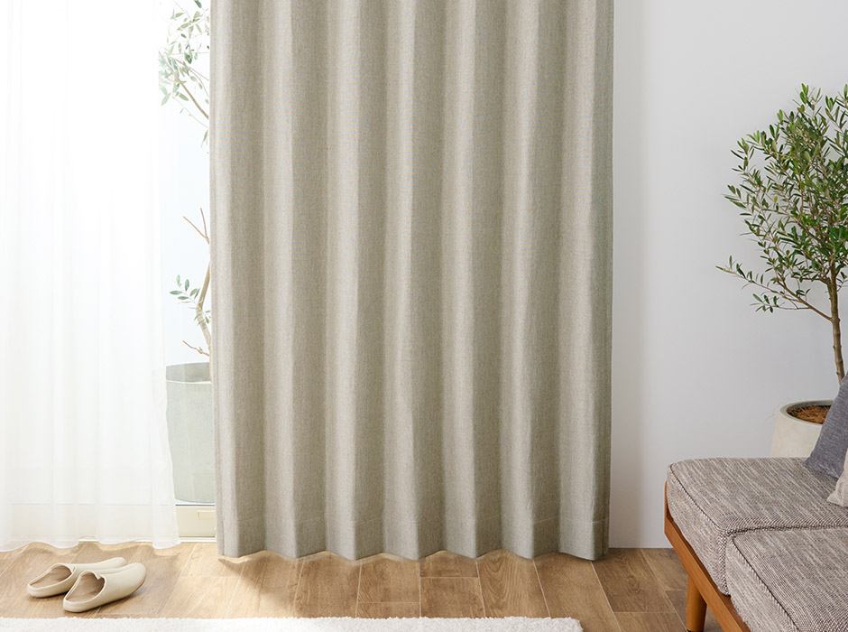 北欧インテリアに!ナチュラルな風合いの1・2級遮光防炎カーテン CFE4829