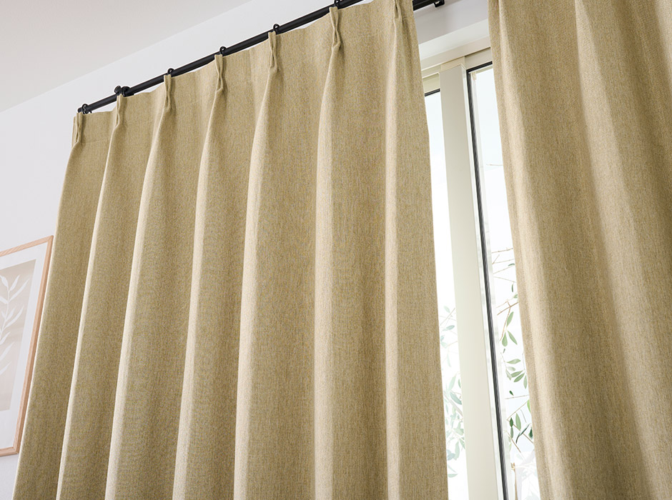 北欧インテリアに!ナチュラルな風合いの1・2級遮光防炎カーテン CFE4829