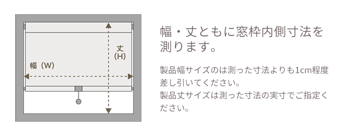 「ロールスクリーン　ラルク浴室（ミント遮光）」のサイズの測り方画像